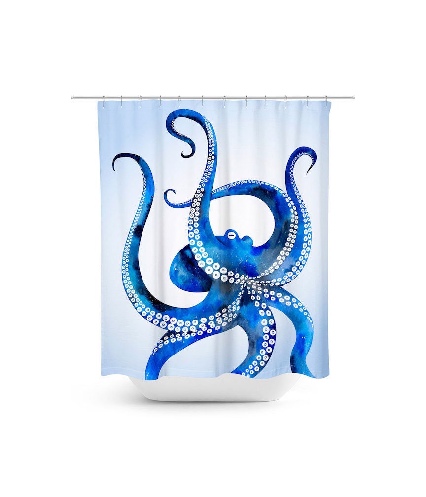 Details about   Octopus Shower Curtain Aquatic Animal Sketch Print for Bathroom 