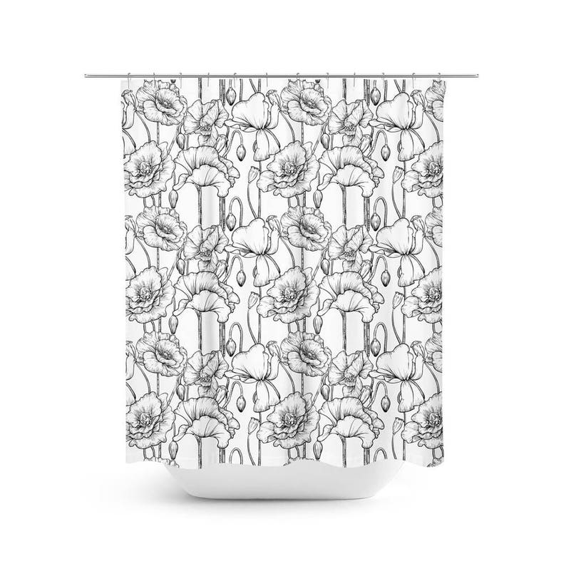 Etched Flowers Shower Curtain Two Colors Available Vintage Etsy