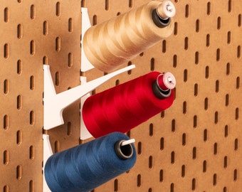 Long overlock Thread Holder for IKEA SKÅDIS Pegboard – Cone Thread Spool Holder up to 3000m – 4-PACK
