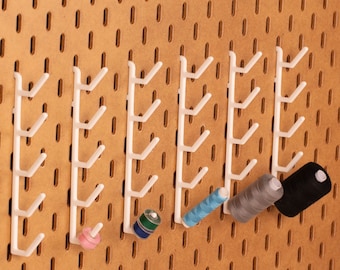 Yarn holder for 5 bobbins for your Skadis pegboard (6-pack) with overhang