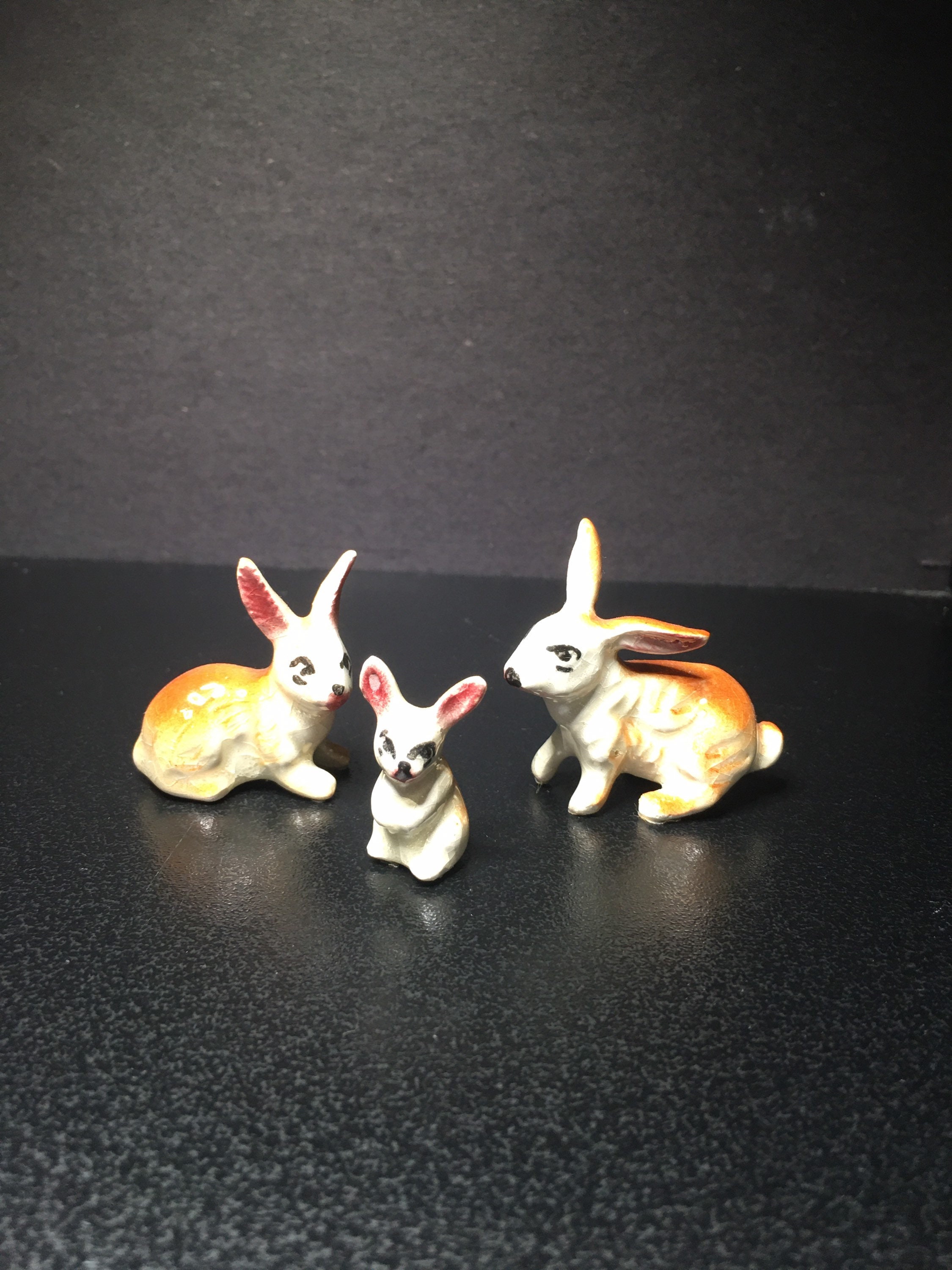 Rabbit Miniature Ceramic Figurines Set of 3 Vintage Bunny - Etsy UK