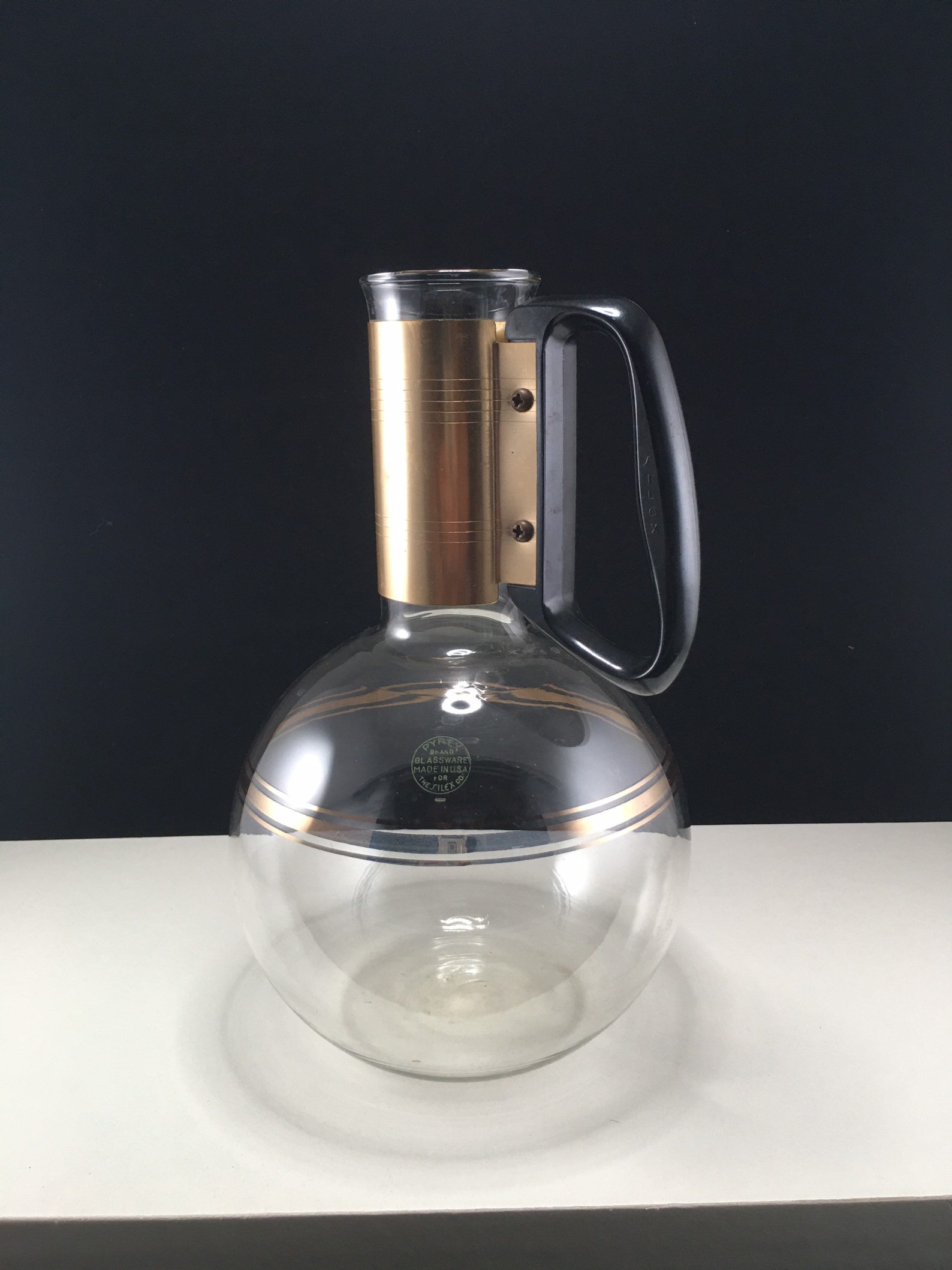 Vintage 1950s Pyrex Silex Coffee Carafe Gold Accents 12 Cup Etsy