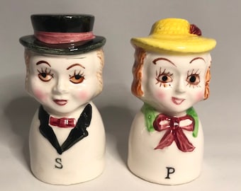 Vintage Salt and Pepper Shakers - Man and Lady Salt and Pepper Shakers - Vintage