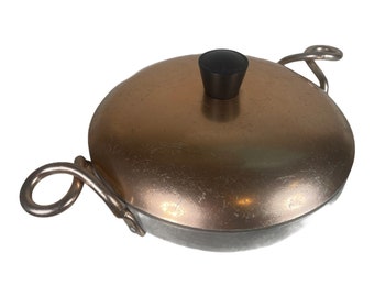 Aluminum 2107 Wear-ever Hallite 7” Copper Twist Handles Pot Pan Bowl Lidded USA.