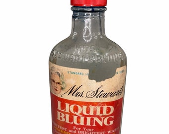 Vintage 1972 Mrs. Stewart’s Liquid Bluing 4oz Bottle.
