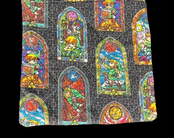 Nintendo Zelda Link Stained Glass Quilted Zipper Pouch 8”