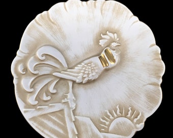 Haeger Pottery Decorative Rooster Ashtray Gold Trim 1048-H - Haeger Ashtray 1048