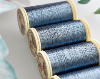 Metallic Blue Grey color 190 Sajou Thread, Metallic sewing thread, Fil Au Chinois