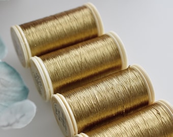 Old Gold color 110 Sajou Metallic Thread,  Metallic sewing thread,  Fil Au Chinois
