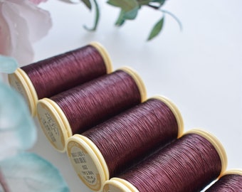 Burgundy color 255 Sajou Metallic Thread, Metallic sewing thread, Fil Au Chinois