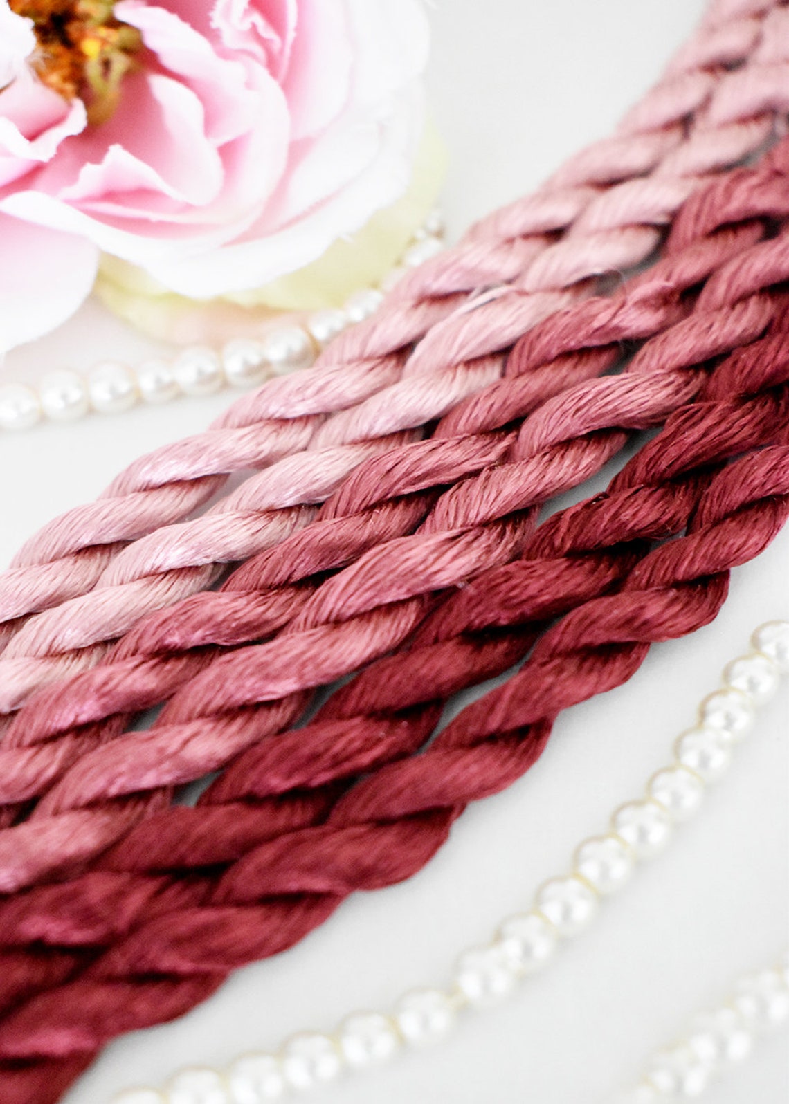 Delicate Silk Thread Pure Silk Thread for Embroidery, Rose Shades Non-twisted Flat Silk ...