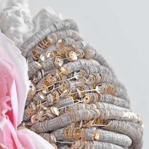 French sequins, Metallic light gold cup sequins, 3mm, 4 mm sequins, Langlois Martin round cup sequins