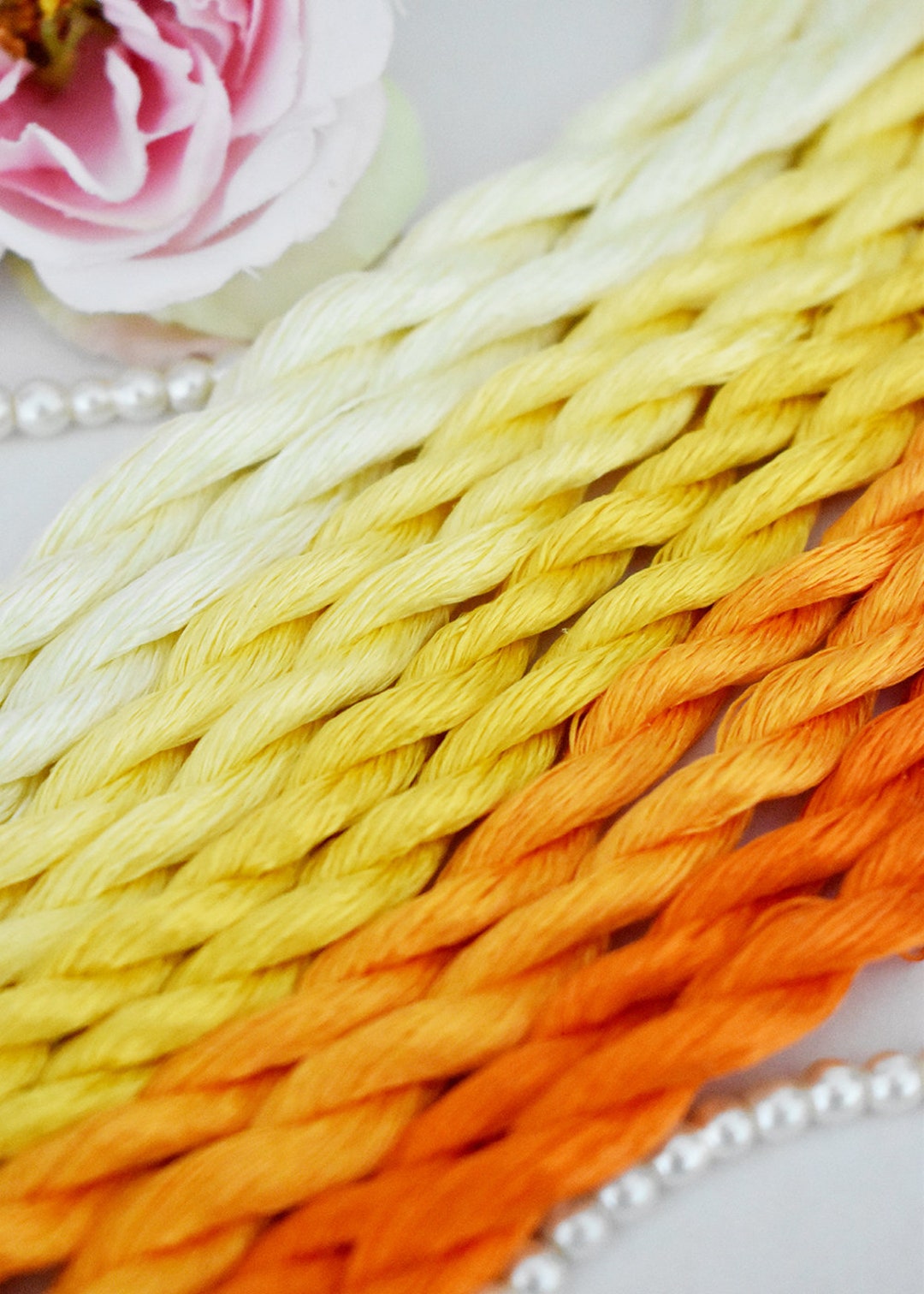 Pure Silk Thread for Embroidery, Yellow Shades Nontwisted Flat Silk