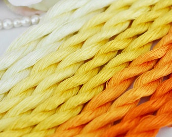 Pure silk thread for embroidery, Yellow shades Non-Twisted Flat Silk Embroidery Thread, Hand Dyed Embroidery Thread