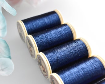 Metallic Navy Blue color 265 Sajou Thread, Metallic sewing thread, Fil Au Chinois