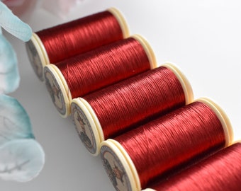 Metallic Red color 210 Sajou Thread, Metallic sewing thread, Fil Au Chinois