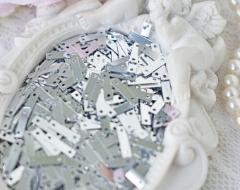 Rectangular shape sequins Silver color, Italian flat fantasy sequins