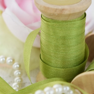 Embroidery Silk Ribbon Green color 10 meters (8082)