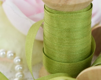 Embroidery Silk Ribbon Green color 10 meters (8082)
