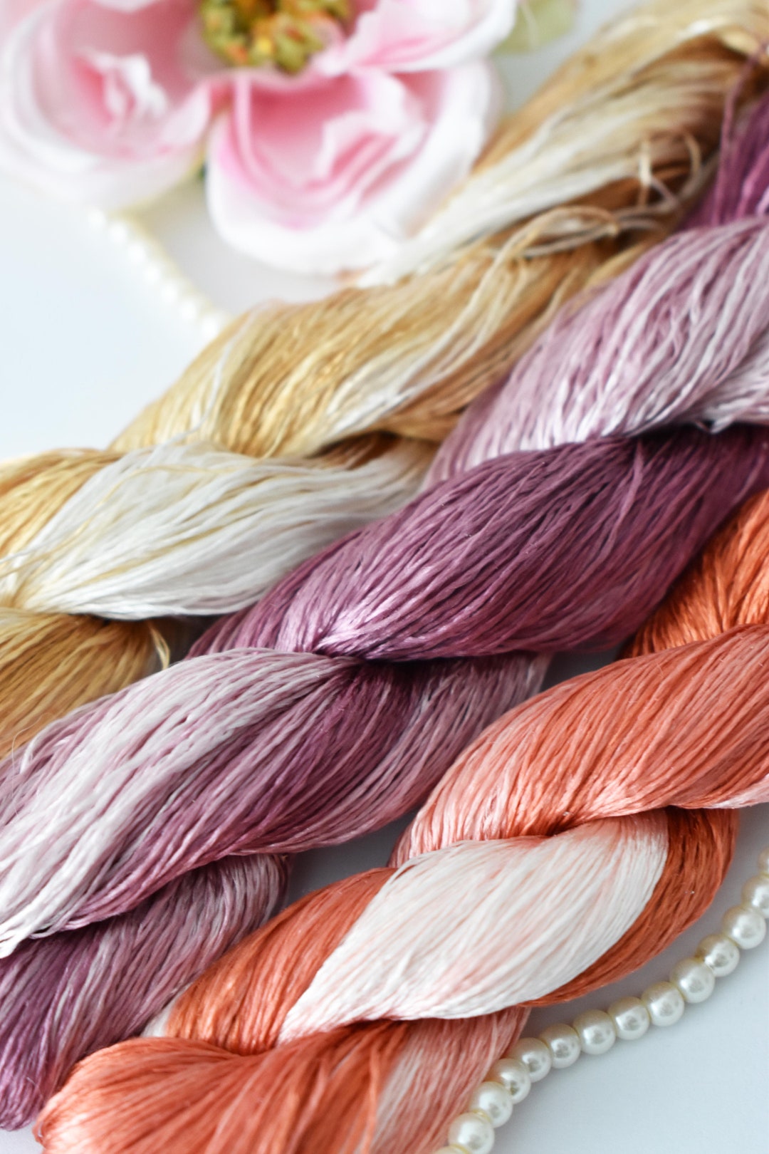 Pure Silk Thread for Embroidery, Gradient Color Nontwisted Flat Silk