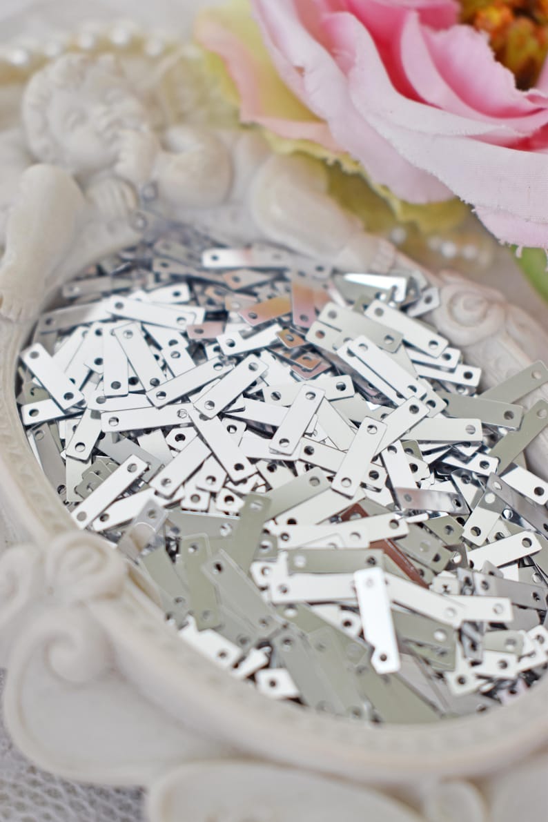 Rectangular Sequins Rectangular Shape Sequins Silver Color, Italian Flat Fantasy Sequins - Etsy