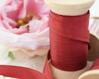 Cinta de seda para bordar, color rojo, 10 metros (8087)