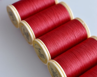 Red color Gloving Thread 525, Fil Au Chinois, Waxed Cotton Thread, Sajou thread, Fil A Gant