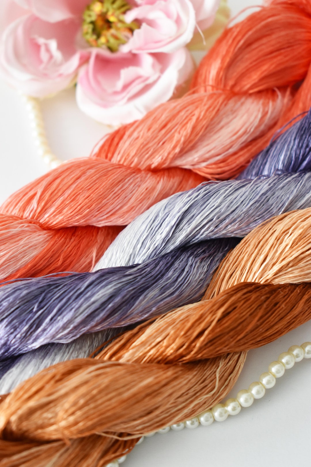 Pure Silk Thread for Embroidery, Gradient Color Nontwisted Flat Silk