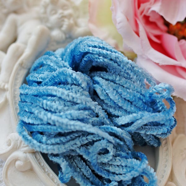 Sky Blue color-Rayon Chenille - Silk Chenille- France Chenille-Caterpillar for Embroidery-Chenille Thread