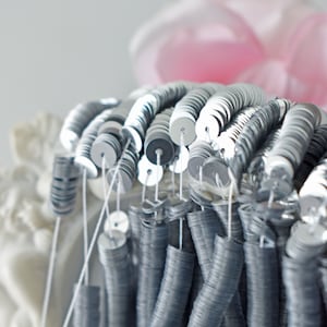Paillettes francesi, paillettes piatte color argento metallizzato, paillettes da 3 mm, paillettes da 4 mm, paillettes da 5 mm, paillettes rotonde piatte Langlois Martin
