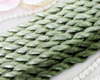 Pure silk thread for embroidery, Green shades Non-Twisted Flat Silk Embroidery Thread, Hand Dyed Embroidery Thread