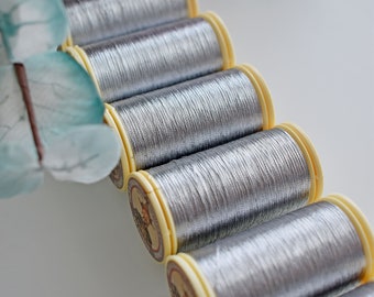 Silver color Sajou Metallic Thread, Metallic sewing thread, Fil Au Chinois