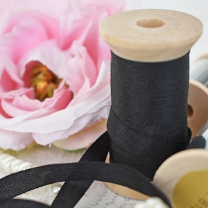 Embroidery Silk Ribbon Black color 10 meters (8102)