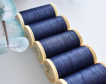 Navy Blue color Gloving Thread 650, Fil Au Chinois Cotton Thread, Sajou French threads
