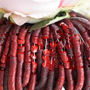 Italienska paljetter, Metallröd färgad kupa italienska paljetter, 4 mm paljetter, Runda kupa paljetter