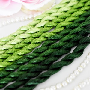 Pure silk thread for embroidery, Green shades Non-Twisted Flat Silk Embroidery Thread, Hand Dyed Embroidery Thread