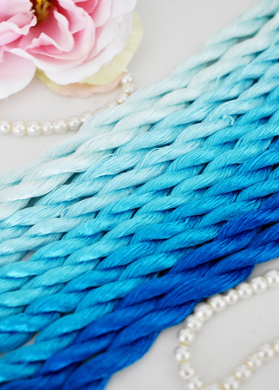 Pure Silk Thread for Embroidery, Blue Shades Nontwisted Flat Silk