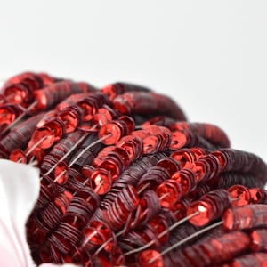 French sequins, Metallic bright Red 4mm cup sequins, Langlois Martin round cup sequins