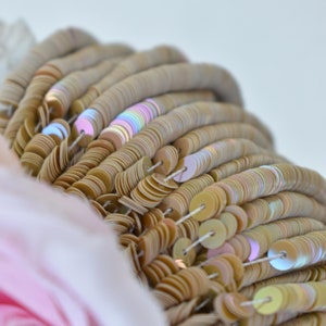 Paillettes francesi, paillettes piatte color beige orientale, paillettes da 4 mm, paillettes da 3 mm, paillettes rotonde piatte Langlois Martin