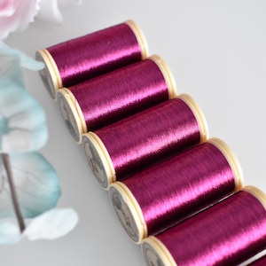 Metallic thread Fuchsia color 235, Sajou Metallic Thread, Metallic sewing thread, Fil Au Chinois