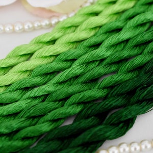 Pure silk thread for embroidery, Green shades Non-Twisted Flat Silk Embroidery Thread, Hand Dyed Embroidery Thread