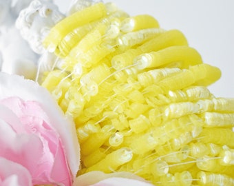 French sequins,  Iridescent medium yellow cup sequins, 3mm sequins, 4mm sequins, Langlois Martin round Cup sequins