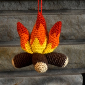 Crochet Cozy Fireplace Amigurumi Ornament Pattern