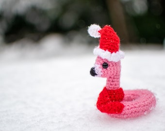 Crochet Santa Flamingo Floatie Amigurumi Christmas Ornament Pattern