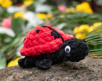 Layla Ladybug Low-Sew Amigurumi Crochet Chenille Yarn Pattern