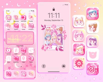 Sailor Moon Pink Watercolour | Phone icon theme pack