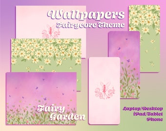 Fairy Garden Wallpaper Set | iPad/Tablet/iPhone/Laptop/Desktop/Phone | Fairycore Theme