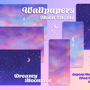 Dreamy Moonrise Wallpaper Set | iPad/Tablet/iPhone/Laptop/Desktop/Phone | Moon Theme