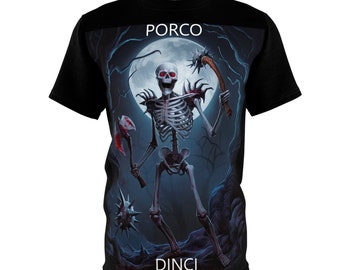 T-shirt "Porco Dinci" con Scheletro Badass / Maglietta Umoristica in italiano