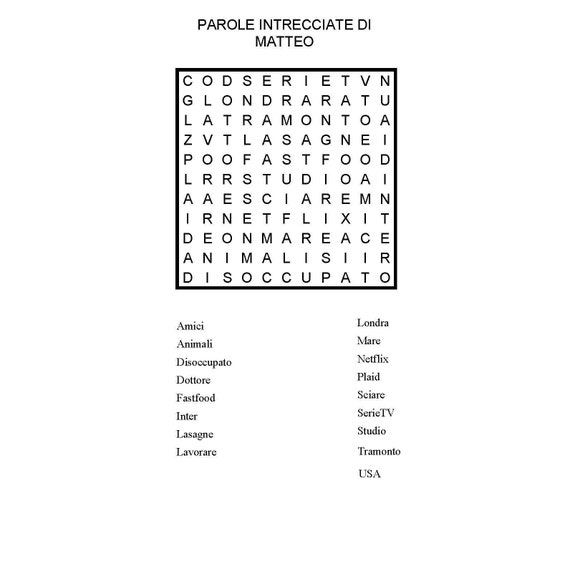 Parole Intrecciate Crucipuzzle Personalizzati Con Messaggio Segreto